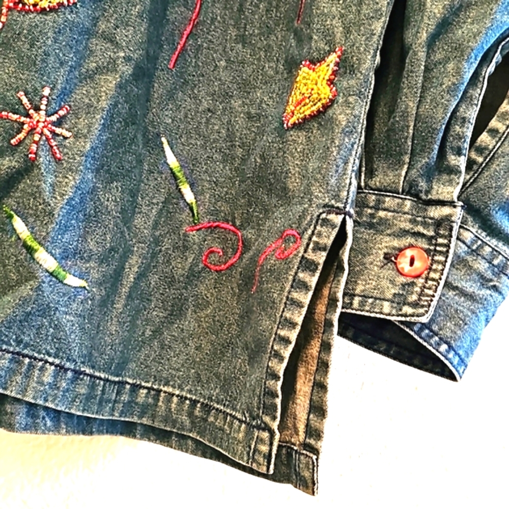 Beaded Button Down Shacket - Picture 12 of 12